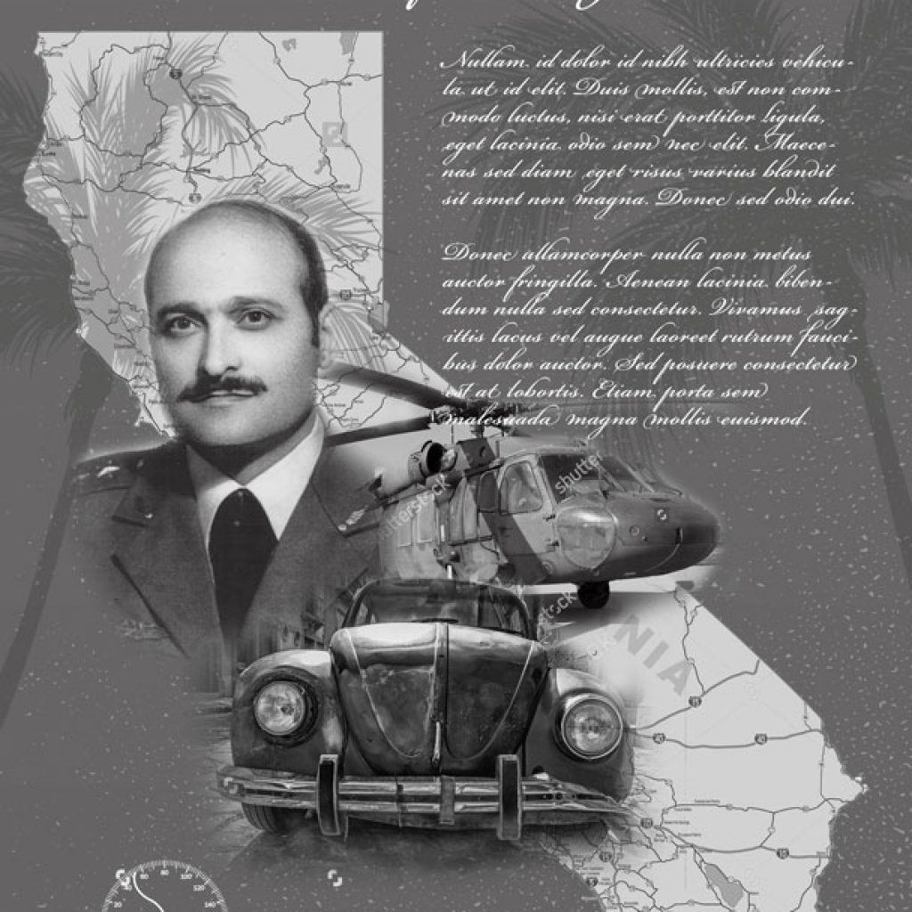 Poster graphic of overlapping elements displaying history of driving school Click2Drive.